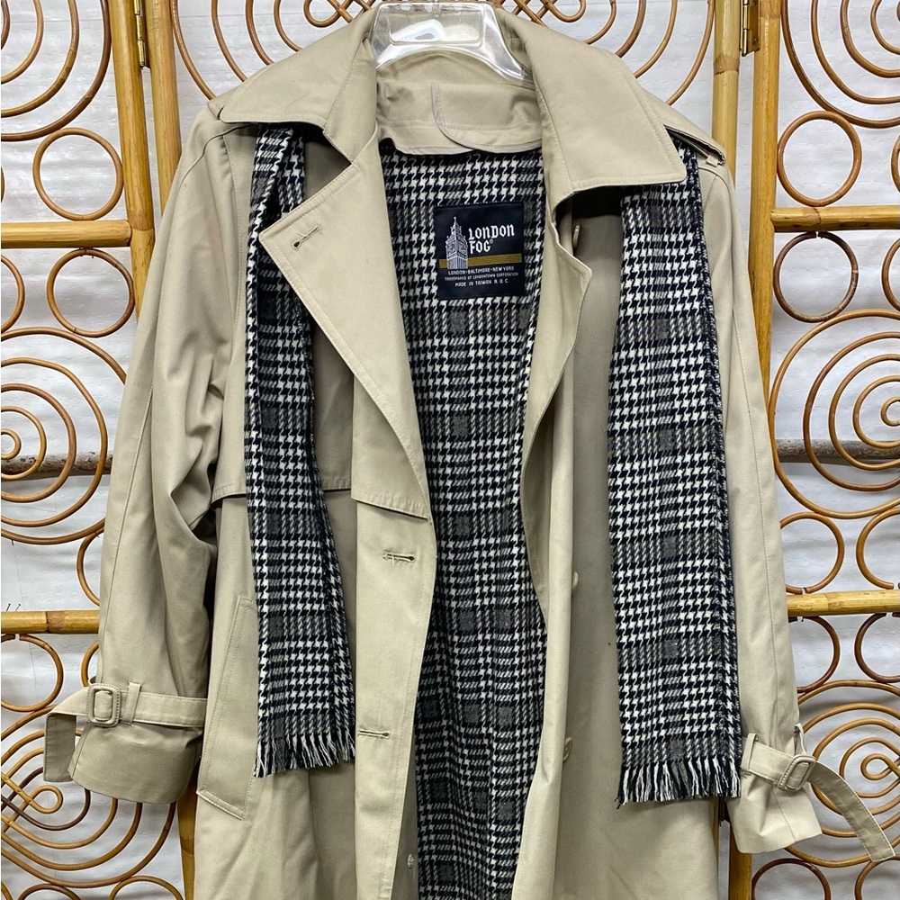 Vintage London Fog Double Breasted Removable Liner w/Scarf Trench Coat 12P